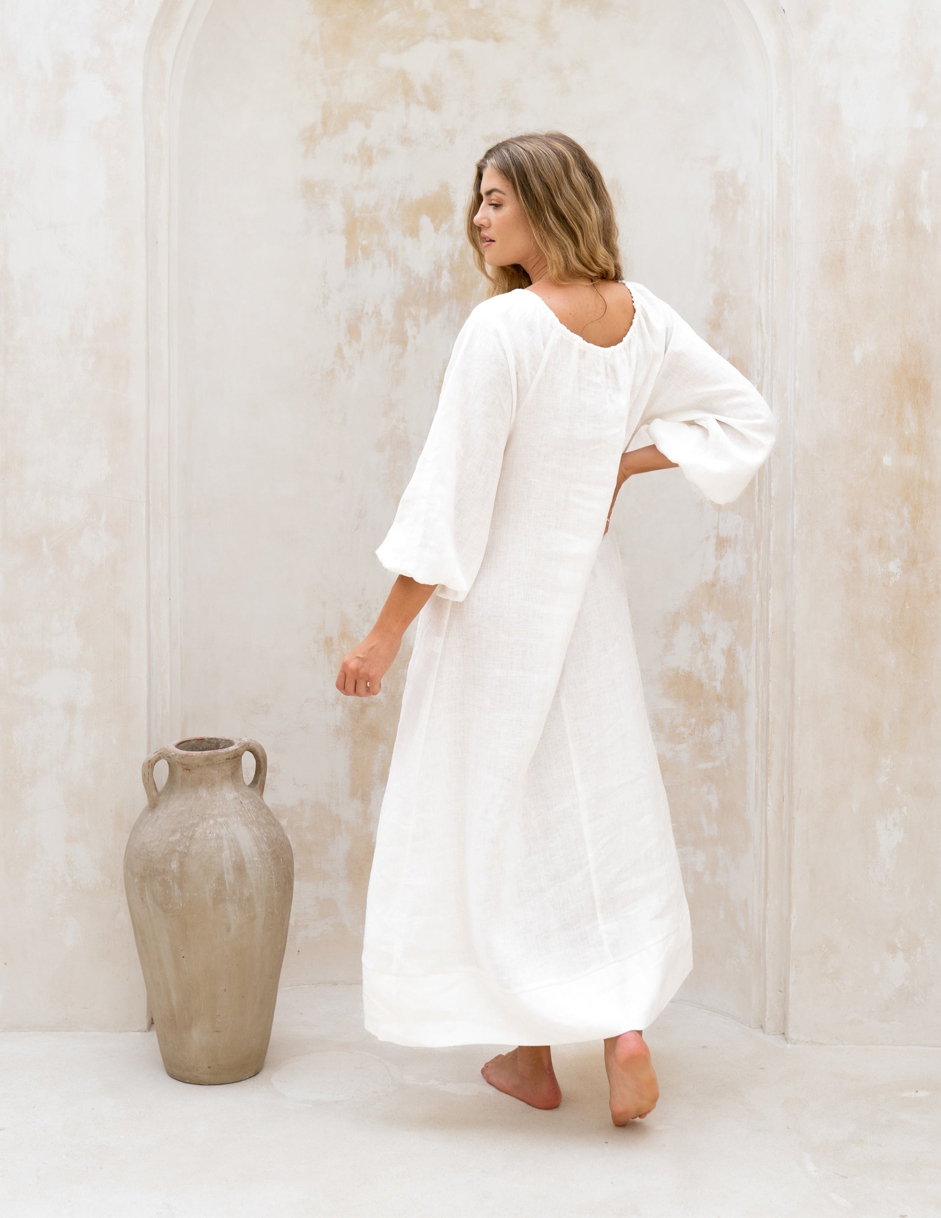 BANON DRESS | OFF-WHITE LINEN – FreeTheLabel
